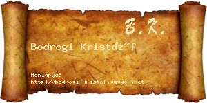 Bodrogi Kristóf névjegykártya